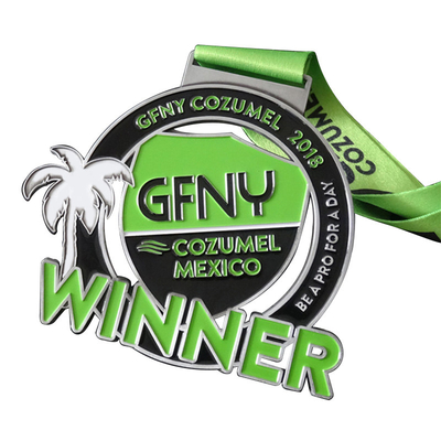 Color Filling Zinc Alloy Custom Metal Medals For Marathon Running Sport