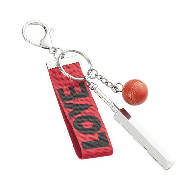 Car Ribbon Cricket Bat Keychain OEM ODM with Zinc alloy material