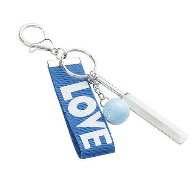 Car Ribbon Cricket Bat Keychain OEM ODM with Zinc alloy material