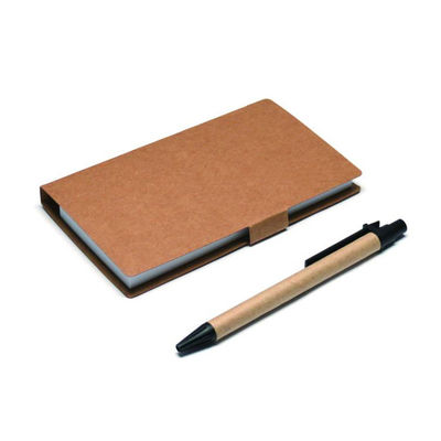 Advertising Eco Friendly Kraft Paper Sticky Notebook With Pen